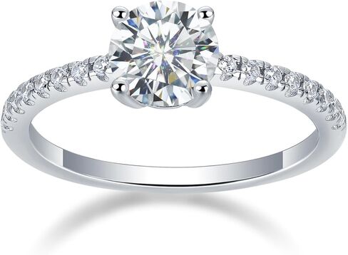Moissanite Engagement Ring 1Ct Sterling Silver with 18K Gold Plated for Women, Moissanite Solitaire Promise Rings VVS1 Clarity Wedding band in Kuwait