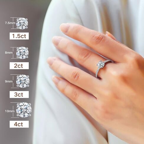 Moissanite Engagement Ring 1Ct Sterling Silver with 18K Gold Plated for Women, Moissanite Solitaire Promise Rings VVS1 Clarity Wedding band in Kuwait