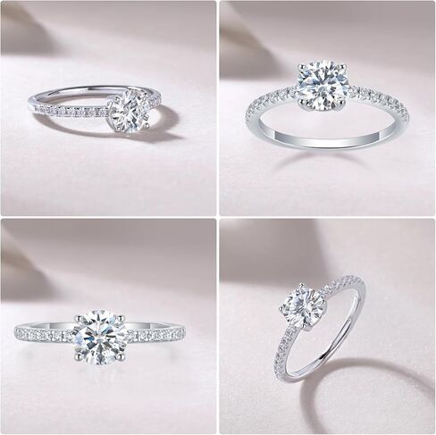 Moissanite Engagement Ring 1Ct Sterling Silver with 18K Gold Plated for Women, Moissanite Solitaire Promise Rings VVS1 Clarity Wedding band in Kuwait