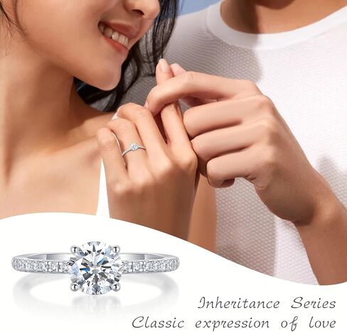 Moissanite Engagement Ring 1Ct Sterling Silver with 18K Gold Plated for Women, Moissanite Solitaire Promise Rings VVS1 Clarity Wedding band in Kuwait