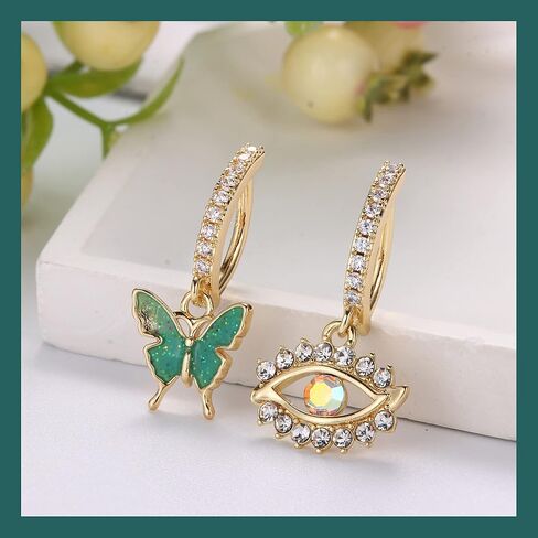 JeryWe 10 قطع 14 جرام حلقات زر البطن متدلية للنساء من الفولاذ المقاوم للصدأ زر البطن ثقب عيون الشر فراشة ثعبان حلقات السرة تشيكوسلوفاكيا العصرية قضبان البطن المتدلية مجوهرات ثقب البطن in Kuwait