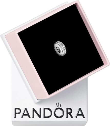 Pandora Clear Sparkle Spacer Charm Bracelet Charm Moments Bracelets - Stunning Women's Jewelry - Gift for Women in Your Life - Made with Sterling Silver & Cubic Zirconia, With Gift Box in Saudi Arabia