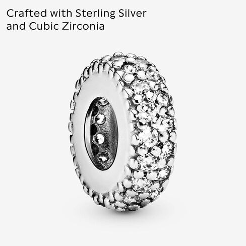 Pandora Clear Sparkle Spacer Charm Bracelet Charm Moments Bracelets - Stunning Women's Jewelry - Gift for Women in Your Life - Made with Sterling Silver & Cubic Zirconia, With Gift Box in Saudi Arabia