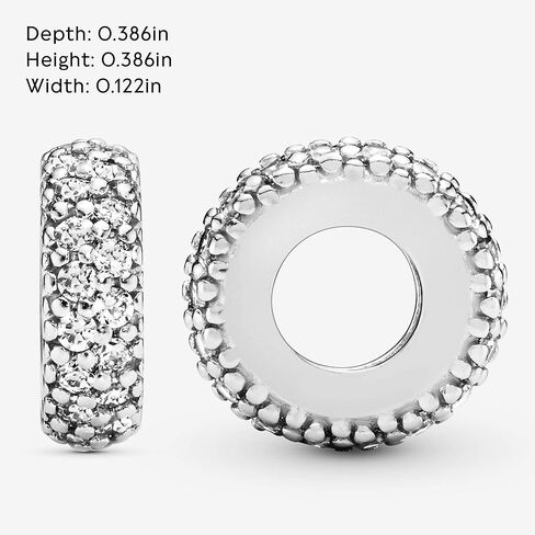 Pandora Clear Sparkle Spacer Charm Bracelet Charm Moments Bracelets - Stunning Women's Jewelry - Gift for Women in Your Life - Made with Sterling Silver & Cubic Zirconia, With Gift Box in Saudi Arabia