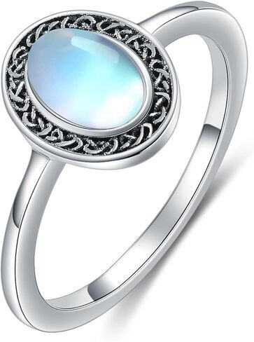 WTENIY Celtic Moonstone Ring 925 Sterling Silver Celtic Knot Ring ewelry Gifts for Women Girl in Saudi Arabia