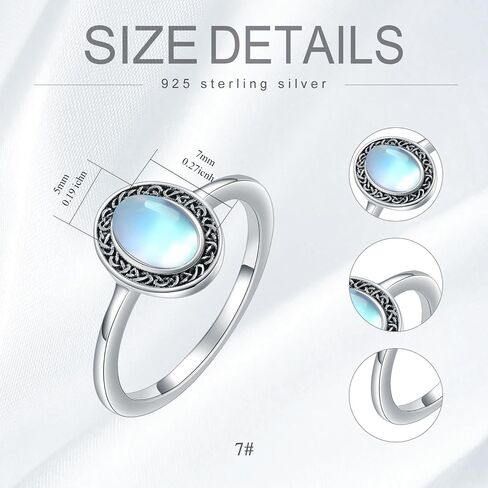 WTENIY Celtic Moonstone Ring 925 Sterling Silver Celtic Knot Ring ewelry Gifts for Women Girl in Saudi Arabia