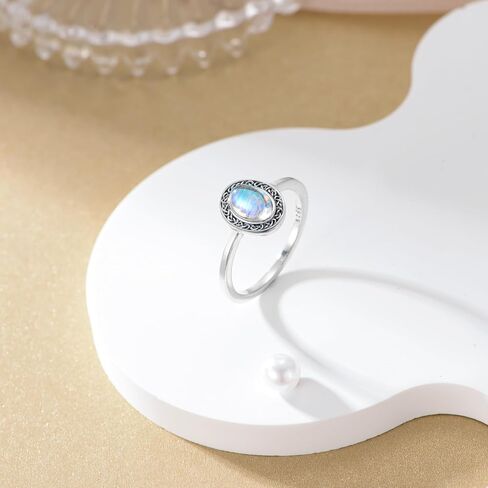 WTENIY Celtic Moonstone Ring 925 Sterling Silver Celtic Knot Ring ewelry Gifts for Women Girl in Saudi Arabia
