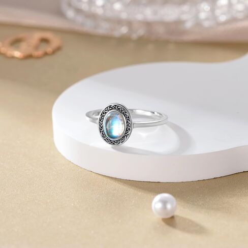WTENIY Celtic Moonstone Ring 925 Sterling Silver Celtic Knot Ring ewelry Gifts for Women Girl in Saudi Arabia