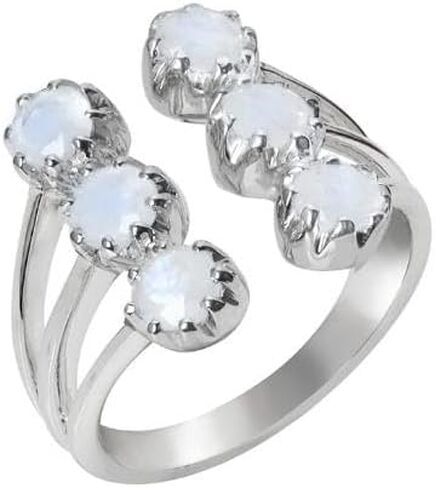 YoTreasure Rainbow Moonstone Tanzanite Citrine Rhodolite Garnet Ring Solid 925 Sterling Silver Classic Jewelry in Saudi Arabia
