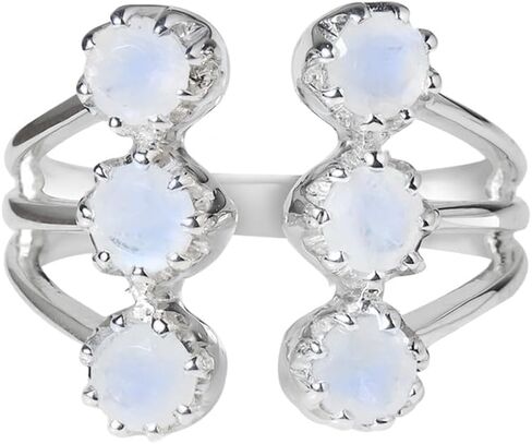 YoTreasure Rainbow Moonstone Tanzanite Citrine Rhodolite Garnet Ring Solid 925 Sterling Silver Classic Jewelry in Saudi Arabia