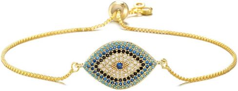 NEWBUY Trendy Gold Plated Turkish Evil Eye Bracelet Pave CZ Blue Eye Gold Chain Bracelet Adjustable Female Party Jewelry in Saudi Arabia