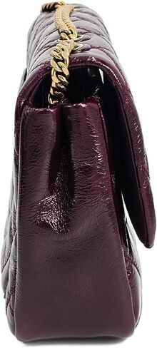 Tory Burch 152050 Willa Shine Maroon Purple With Gold Hardware Leather Women's Shoulder Bag in Saudi Arabia