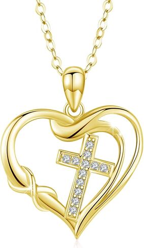 CUOKA MIRACLE Cross Necklace Love Heart Infinity Pendant Necklace 925 Sterling Silver with Dainty Chain 18’’ Jewelry Christmas Gift for Women Girlfriend Valentine Mother Graduation Gift in Saudi Arabia