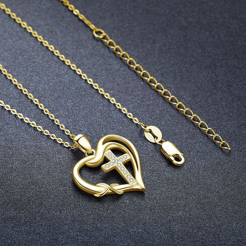 CUOKA MIRACLE Cross Necklace Love Heart Infinity Pendant Necklace 925 Sterling Silver with Dainty Chain 18’’ Jewelry Christmas Gift for Women Girlfriend Valentine Mother Graduation Gift in Saudi Arabia