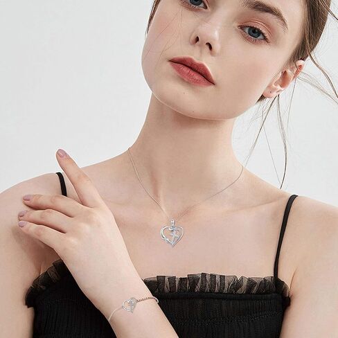 CUOKA MIRACLE Cross Necklace Love Heart Infinity Pendant Necklace 925 Sterling Silver with Dainty Chain 18’’ Jewelry Christmas Gift for Women Girlfriend Valentine Mother Graduation Gift in Saudi Arabia