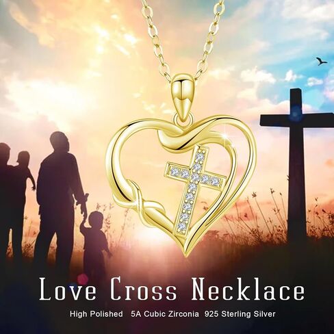 CUOKA MIRACLE Cross Necklace Love Heart Infinity Pendant Necklace 925 Sterling Silver with Dainty Chain 18’’ Jewelry Christmas Gift for Women Girlfriend Valentine Mother Graduation Gift in Saudi Arabia