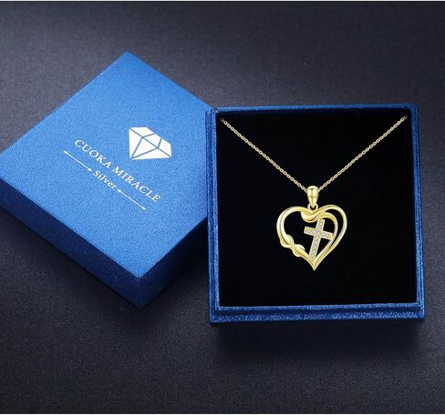 CUOKA MIRACLE Cross Necklace Love Heart Infinity Pendant Necklace 925 Sterling Silver with Dainty Chain 18’’ Jewelry Christmas Gift for Women Girlfriend Valentine Mother Graduation Gift in Saudi Arabia