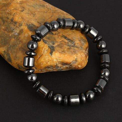 سوار مغناطيسي انيق للجنسين لفقدان الوزن من الحجر الاسود للعناية بالصحة، سوار مغناطيسي للنساء والرجال والاصدقاء - قطعتين in Kuwait