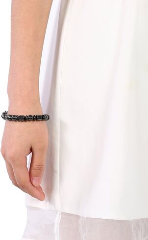 سوار مغناطيسي انيق للجنسين لفقدان الوزن من الحجر الاسود للعناية بالصحة، سوار مغناطيسي للنساء والرجال والاصدقاء - قطعتين in Kuwait