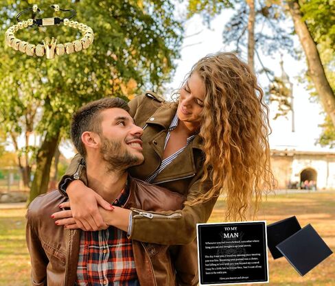 هدايا للرجال إلى سوار رجلي، قم بتصويب تاجك لزوج صديقك، أساور خرز على شكل تاج من الفولاذ المقاوم للصدأ قابلة للتعديل للرجال والأولاد مجوهرات هدايا عيد الميلاد in Kuwait