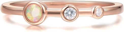 BLOSSOM & HUE خاتم من الفضة الإسترليني مكعب مزدوج من الزركونيا والأوبال المقلد خاتم فيرميل من الذهب عيار 14 قيراط in Kuwait