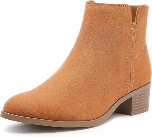 حذاء نسائي من MIXIN بتصميم تشيلسي أنيق للكاحل بكعب عريض وكعب كلاسيكي وكعب مكتنز سهل الارتداء وسحاب in Kuwait