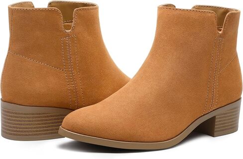 حذاء نسائي من MIXIN بتصميم تشيلسي أنيق للكاحل بكعب عريض وكعب كلاسيكي وكعب مكتنز سهل الارتداء وسحاب in Kuwait