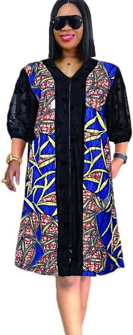 HD African Print Dress for Woman Embroidery Pattern Maxi Dress in Saudi Arabia