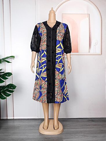 HD African Print Dress for Woman Embroidery Pattern Maxi Dress in Saudi Arabia