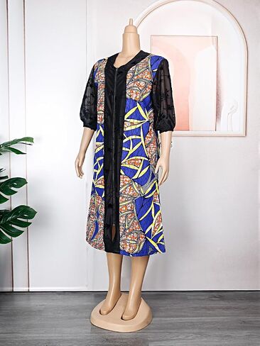 HD African Print Dress for Woman Embroidery Pattern Maxi Dress in Saudi Arabia