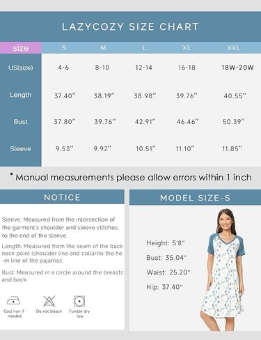 قمصان نوم LazyCozy طويلة للنساء بأكمام قصيرة ومطبوعة، قمصان نوم ناعمة، ملابس نوم in Kuwait
