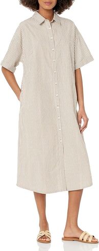 The Drop Women's Marla Drop-Shoulder Short-Sleeve Midi Shirt Dress in Saudi Arabia