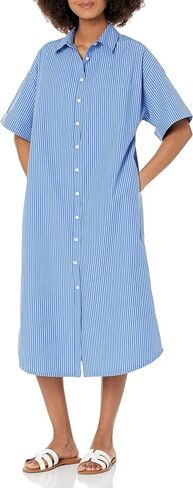 The Drop Women's Marla Drop-Shoulder Short-Sleeve Midi Shirt Dress in Saudi Arabia