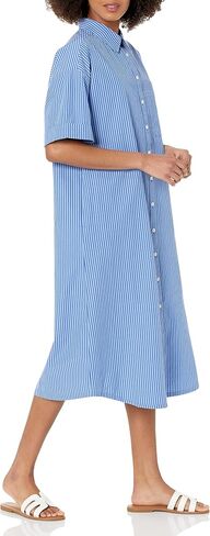 The Drop Women's Marla Drop-Shoulder Short-Sleeve Midi Shirt Dress in Saudi Arabia