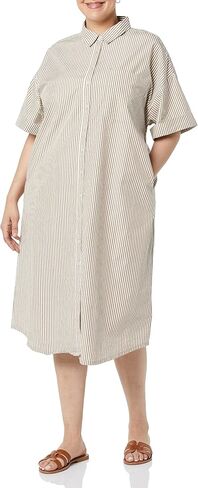 The Drop Women's Marla Drop-Shoulder Short-Sleeve Midi Shirt Dress in Saudi Arabia