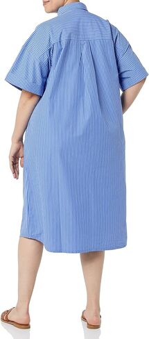 The Drop Women's Marla Drop-Shoulder Short-Sleeve Midi Shirt Dress in Saudi Arabia
