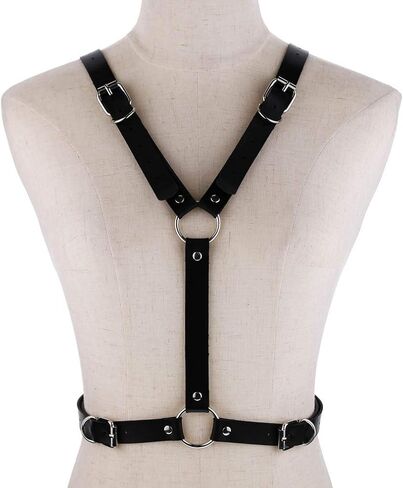 Womens PU Leather Angel Wings Body Chain Chest Harness Gothic Punk Waist Belt for Halloween Costume Dance Party Favors in Saudi Arabia
