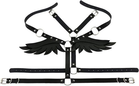 Womens PU Leather Angel Wings Body Chain Chest Harness Gothic Punk Waist Belt for Halloween Costume Dance Party Favors in Saudi Arabia