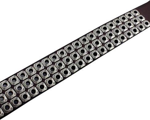 حزام خصر من الجلد الطبيعي مزين بثلاث فتحات للرجال مع ابزيم دوار، بني، مقاس واحد in Kuwait