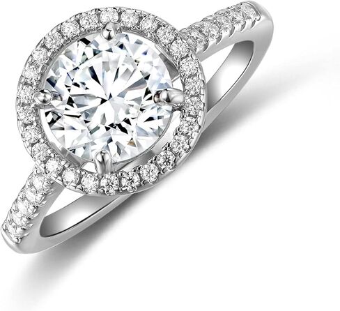 Moissanite Rings White Gold 2 Carat Round Cut Engagement Rings for Women Solitaire Rings D Color D Color VVSI Sterling Silver Rings in Kuwait
