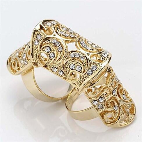 Full Finger Jointed Long Adjustable Ring for Women Fit Finger Size 7 to 10 - Knuckle Armor Ring - 2.5 inch - Halloween Party Costume Accessories Jewelry Gifts in Saudi Arabia