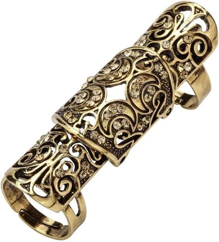 Full Finger Jointed Long Adjustable Ring for Women Fit Finger Size 7 to 10 - Knuckle Armor Ring - 2.5 inch - Halloween Party Costume Accessories Jewelry Gifts in Saudi Arabia