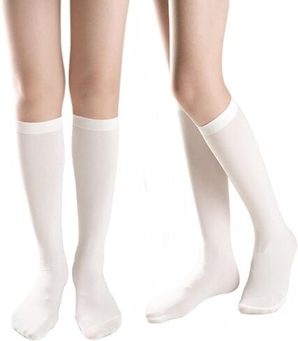 جوارب نسائية عالية للركبة من Monochef جوارب عالية الفخذ للأحذية التنكرية للهالوين وأعياد الميلاد وزينة الحفلات والارتداء اليومي (زوجان + أبيض) in Kuwait