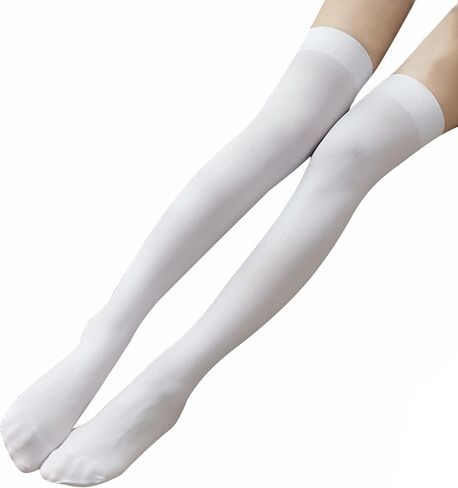 جوارب نسائية عالية للركبة من Monochef جوارب عالية الفخذ للأحذية التنكرية للهالوين وأعياد الميلاد وزينة الحفلات والارتداء اليومي (زوجان + أبيض) in Kuwait