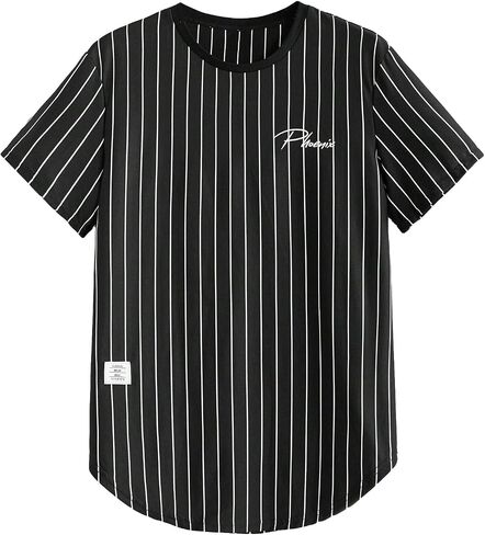 Verdusa Men's Short Sleeve Striped Letter Print T Shirt Top Round Neck Casual Tee Shirt in Saudi Arabia