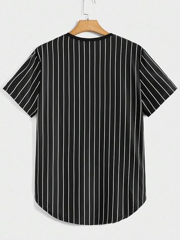 Verdusa Men's Short Sleeve Striped Letter Print T Shirt Top Round Neck Casual Tee Shirt in Saudi Arabia