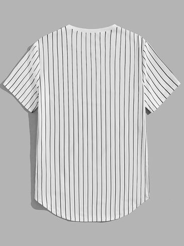 Verdusa Men's Short Sleeve Striped Letter Print T Shirt Top Round Neck Casual Tee Shirt in Saudi Arabia