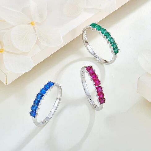 STARCHENIE Princess-Cut Stackable Ring for Women 925 Sterling Silver Eternity Band Rings Size 5-10 in Kuwait
