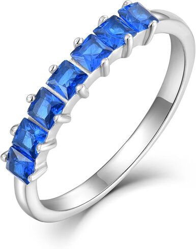 STARCHENIE Princess-Cut Stackable Ring for Women 925 Sterling Silver Eternity Band Rings Size 5-10 in Kuwait