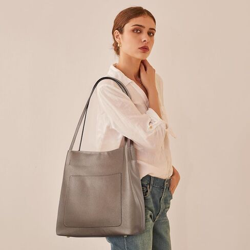 Kattee Leather Tote Bags for Women, Soft Genuine Leather Purses and Handbags, Shoulder Bag with Top Magnetic Snap Closure in Saudi Arabia